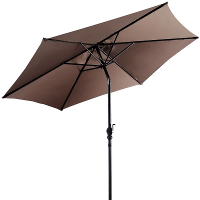 Costway 9ft Patio Umbrella Patio Market Steel Tilt W/ Crank Outdoor Yard Garden (Tan) 3 Costway 9ft Patio Umbrella Patio Market Steel Tilt W/ Crank Outdoor Yard Garden (Tan) - Image 3
