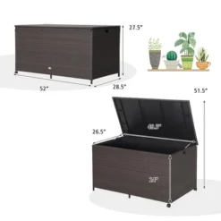 Costway 133 Gallon Patio Rattan Storage Deck Box Container Wheel Handle W/Liner -Costway GUEST 7e347147 9b93 46d6 9713 103dfbcff562