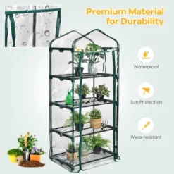 Costway White Mini Greenhouse W/ PVC Cover 4-Tier Portable Warm House 28'' X 19'' X 63'' -Costway GUEST 7e39ccc0 00dc 4262 9cf5 0ad04954e3c5