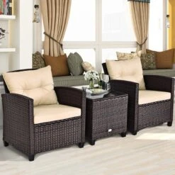 Costway 3PCS Patio Rattan Furniture Set Cushioned Conversation Set Sofa 18 Costway 3PCS Patio Rattan Furniture Set Cushioned Conversation Set Sofa -Costway GUEST 7e4f9f9d 2d31 46d5 8709 bf0b4c040a20