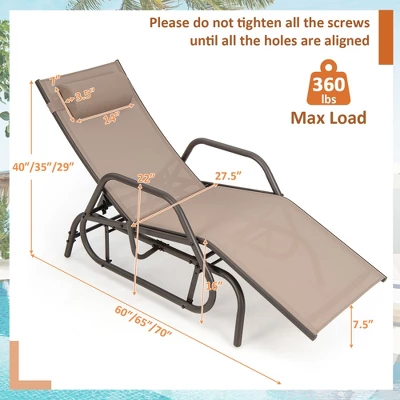 Costway 2PCS Patio Chaise Lounge Glider Recliner Chair Adjustable Sturdy Frame Outdoor 2 Costway 2PCS Patio Chaise Lounge Glider Recliner Chair Adjustable Sturdy Frame Outdoor - Image 2