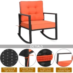 Costway Patio Rattan Rocker Chair Outdoor Glider Wicker Rocking Chair Cushion Lawn Deck -Costway GUEST 7e62720a fd51 44de 8545 e36e328764a6