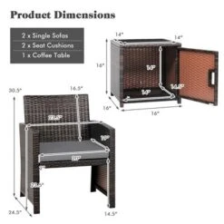Costway 3PCS Patio Wicker Furniture Set Storage Table W/Protect Cover Cushioned -Costway GUEST 7e914e88 0e28 45fd b9d0 48799567e17b
