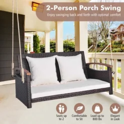 Costway Patio Rattan Porch Swing 2-Person Hanging Chair Cushioned Loveseat For Backyard 13 Costway Patio Rattan Porch Swing 2-Person Hanging Chair Cushioned Loveseat For Backyard -Costway GUEST 7ebe57b0 5981 4e66 8971 806ce8c47e95