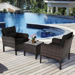 Costway 3PCS Outdoor Rattan Conversation Set Patio Garden Cushioned Sofa Chair -Costway GUEST 7efd0486 3d04 4afa a314 c7a37648293b