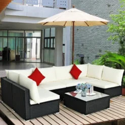 Costway 7PCS Patio Rattan Sofa Set Sectional Conversation Furniture Set Garden -Costway GUEST 7f016f87 ff96 4659 8920 c794404a7015 2