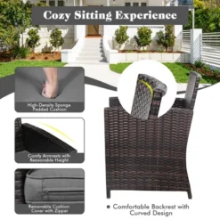 Costway 3PCS Patio Wicker Furniture Set Storage Table W/Protect Cover Cushioned -Costway GUEST 7f11604b 3b71 4cab 924c 80edf1e1ef10