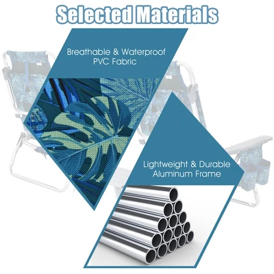 Costway 4PCS Folding Backpack Beach Chair Reclining Camping Chair W/ Storage Bag 7 Costway 4PCS Folding Backpack Beach Chair Reclining Camping Chair W/ Storage Bag - Image 7