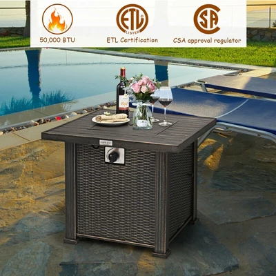 Costway 30" Gas Fire Pit Table 50,000 BTU Square Propane Fire Pit Table W/ Cover 4 Costway 30" Gas Fire Pit Table 50,000 BTU Square Propane Fire Pit Table W/ Cover - Image 4