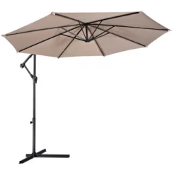 Costway 10' Hanging Umbrella Patio Sun Shade Offset Outdoor Market W/t Cross Base Beige -Costway GUEST 804a663e d94e 492a 9c8f 51dcecfa3799