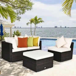 Costway 4PCS Patio Rattan Wicker Sofa Furniture Set Cushioned Conversation Ottoman Set -Costway GUEST 805e8cdf ba89 4f46 9007 33d4ae0a0ba2