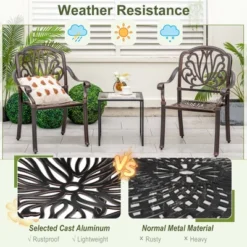 Costway 2pcs Patio Cast Aluminum Dining Chairs Armrests Outdoor Stackable Bronze/White -Costway GUEST 80c60fb2 03fe 4c31 a086 5672fbef6e29