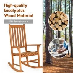 Costway 2 PCS Outdoor Eucalyptus Rocking Chair Single Rocker For Patio Deck Natural 15 Costway 2 PCS Outdoor Eucalyptus Rocking Chair Single Rocker For Patio Deck Natural -Costway GUEST 80d84e9b ff5d 442d 8d15 404e8a334c6d