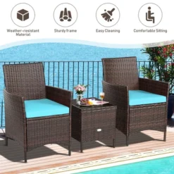 Costway 3PCS Patio Rattan Furniture Set Cushioned Sofa Glass Tabletop Deck RedBlue White 17 Costway 3PCS Patio Rattan Furniture Set Cushioned Sofa Glass Tabletop Deck RedBlue White -Costway GUEST 80d90942 7b04 4fee 9d13 3ac87d2b571c