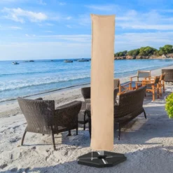 Costway Parasol Offset Cantilever Umbrella Cover 11ft Zipper Fiberglass Rod Outdoor