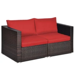 Costway 2PCS Patio Rattan Corner Sofa Sectional Furniture Set Black Cushion BlackRed 16 Costway 2PCS Patio Rattan Corner Sofa Sectional Furniture Set Black Cushion BlackRed -Costway GUEST 8123b08e 6756 429c b957 074c0b8156a3