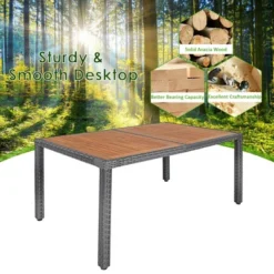 Costway 7PCS Patio Rattan Dining Set Acacia Wood Table Cushioned Chair Mix Gray -Costway GUEST 8139bbba 5ea7 4d6b 9e49 5a614f331717