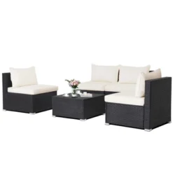 Costway 5PCS Patio Rattan Wicker Furniture Conversation Set Cushioned Sofa Deck 11 Costway 5PCS Patio Rattan Wicker Furniture Conversation Set Cushioned Sofa Deck -Costway GUEST 8152b5a8 22b6 4571 a44b 90b02d39eb29