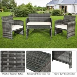 Costway 4PCS Rattan Patio Furniture Set Garden Sofa Cushioned Seat Mix Gray Wicker 12 Costway 4PCS Rattan Patio Furniture Set Garden Sofa Cushioned Seat Mix Gray Wicker -Costway GUEST 816ad4ca ae08 4884 adab 9ecc88e0f704
