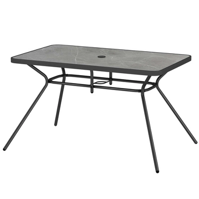 Costway Patio Rectangle Dining Table 49'' X 29.5'' Marble-Like Tabletop With Umbrella Hole 9 Costway Patio Rectangle Dining Table 49'' X 29.5'' Marble-Like Tabletop With Umbrella Hole - Image 9