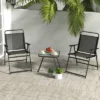 Costway 3pcs Patio Folding Conversation Chairs&Table Heavy-Duty Metal Outdoor Portable