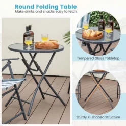 Costway 3pcs Patio Folding Dining Table Chair Set Heavy-Duty Metal Portable Outdoor 15 Costway 3pcs Patio Folding Dining Table Chair Set Heavy-Duty Metal Portable Outdoor -Costway GUEST 81eac2fd deda 4961 8a7e 36ef919cf686