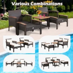 Costway 5PCS Patio Rattan Furniture Set Acacia Wood Table Armrest Cushion Yard 15 Costway 5PCS Patio Rattan Furniture Set Acacia Wood Table Armrest Cushion Yard -Costway GUEST 8208e526 4704 45a1 8399 62a6f71844d9