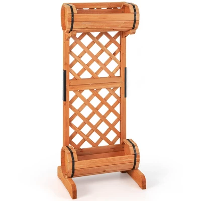 Costway 2-Tier Planter Box Raised Garden Bed Vertical Wooden Container With Trellis 9 Costway 2-Tier Planter Box Raised Garden Bed Vertical Wooden Container With Trellis - Image 9