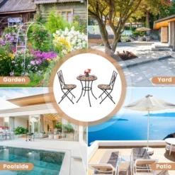 3pcs Patio Bistro Set Outdoor Patio Conversation Furniture Folding Dining Garden -Costway GUEST 82bcfd8f a192 4061 a6e9 2c1490560fb1