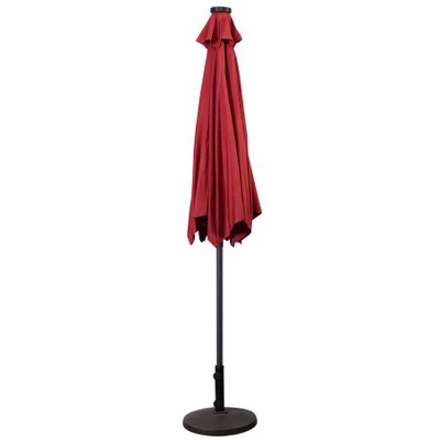 Costway 9ft Patio Solar Umbrella LED Patio Market Steel Tilt W/ Crank Outdoor (Burgundy) 2 Costway 9ft Patio Solar Umbrella LED Patio Market Steel Tilt W/ Crank Outdoor (Burgundy) - Image 2