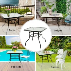Costway 32'' Patio Square Table Tempered Glass Steel Frame Outdoor Pool Yard Garden 13 Costway 32'' Patio Square Table Tempered Glass Steel Frame Outdoor Pool Yard Garden -Costway GUEST 82c93171 6328 438f 8d56 8cc02e3e33e5