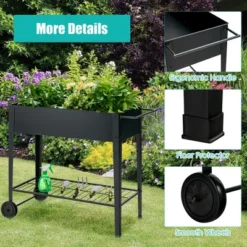 Costway Raised Garden Bed Elevated Planter Box On Wheels Steel Planter W/Shelf 15 Costway Raised Garden Bed Elevated Planter Box On Wheels Steel Planter W/Shelf -Costway GUEST 82f8096b 94c9 4f3d b4a9 e4090733069a