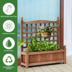Costway Solid Wood Planter Box With Trellis Weather-Resistant Outdoor 25''x11''x30'' -Costway GUEST 8300b2ec ffc1 4614 b958 ca4c89e4e65a