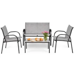Costway 4 PCS Patio Furniture Set Sofa Coffee Table Steel Frame Garden Deck Gray 13 Costway 4 PCS Patio Furniture Set Sofa Coffee Table Steel Frame Garden Deck Gray -Costway GUEST 8333f3c9 648b 47ab 96e0 074739719851