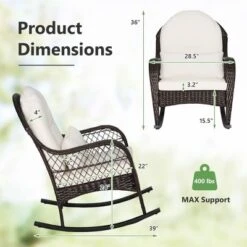 Costway Patio Wicker Rocking Chair W/Seat Back Cushions & Lumbar Pillow Porch Off -Costway GUEST 83d16fc4 cbd7 4419 8fe0 2ef6535128b3