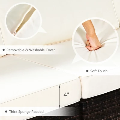 Costway 6PCS Patio Rattan Furniture Set Cushioned Sofa Coffee Table Garden 6 Costway 6PCS Patio Rattan Furniture Set Cushioned Sofa Coffee Table Garden - Image 6