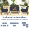 Costway 4PCS Patio Rattan Wicker Furniture Set Cushioned Sofa Armrest Coffee Table Navy