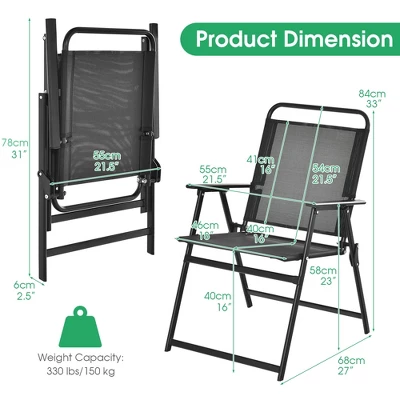 Costway 2pcs Patio Folding Chairs Heavy-Duty Metal Frame Armrests Portable Outdoor 2 Costway 2pcs Patio Folding Chairs Heavy-Duty Metal Frame Armrests Portable Outdoor - Image 2