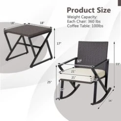 Costway 3PCS Patio Rattan Wicker Rocking Chairs Table Bistro Set Cushioned Rocker Garden 11 Costway 3PCS Patio Rattan Wicker Rocking Chairs Table Bistro Set Cushioned Rocker Garden -Costway GUEST 844b90a6 48f3 4761 8a70 b7882392d999