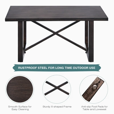 Costway 2PCS Patio Loveseat Coffee Table Set 6'' Thick Cushion Garden Beige 5 Costway 2PCS Patio Loveseat Coffee Table Set 6'' Thick Cushion Garden Beige - Image 5