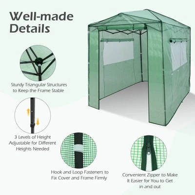 Costway 6'x 8' Portable Walk-in Greenhouse Pop-up Folding Plant Gardening W/Window 8 Costway 6'x 8' Portable Walk-in Greenhouse Pop-up Folding Plant Gardening W/Window - Image 8