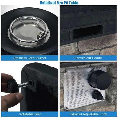 Costway Patio Propane Burning Fire Bowl Column W/ Lava Rocks & Cover 40,000 BTU 7 Costway Patio Propane Burning Fire Bowl Column W/ Lava Rocks & Cover 40,000 BTU - Image 7