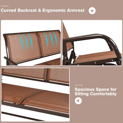 Costway Patio Swing Glider Bench Loveseat Rocking Chair Backyard Poolside 8 Costway Patio Swing Glider Bench Loveseat Rocking Chair Backyard Poolside - Image 8