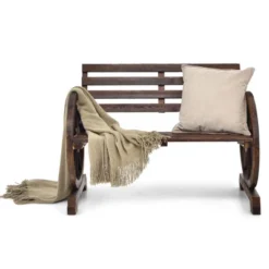 Costway Outdoor Wooden Wagon Wheel Garden Bench 2-Person Slatted Seat Armrests Rustic 17 Costway Outdoor Wooden Wagon Wheel Garden Bench 2-Person Slatted Seat Armrests Rustic -Costway GUEST 85bdacd8 4f4a 4b81 b13f 412c40db2119