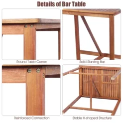 Costway 3PCS Bar Set Acacia Wood Bar Height Patio Bistro Dining Set Outdoor -Costway GUEST 85d2dba1 c8f5 4656 88fc 7fe2e46363e9