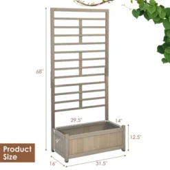 Costway 68in Wood Planter Box With Trellis Raised Garden Bed For Climbing Plants 8 Costway 68in Wood Planter Box With Trellis Raised Garden Bed For Climbing Plants -Costway GUEST 8650fd4f 5d58 4991 b250 16cf24d243b6