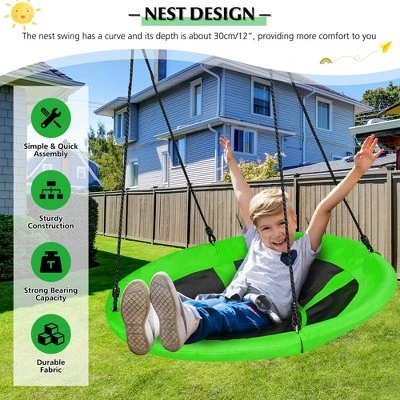 Costway 40'' Nest Tree Swing Outdoor Round Swing For Backyard BlueGreen 1 Costway 40'' Nest Tree Swing Outdoor Round Swing For Backyard BlueGreen