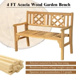 Costway Patio Outdoor Solid Wood Bench Folding Loveseat Chair Park Garden Deck Furniture -Costway GUEST 86be3169 2b37 44b4 a0ee 51906ccd86d2