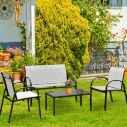 Costway 4 PCS Patio Furniture Set Sofa Coffee Table Steel Frame Garden Deck Gray 9 Costway 4 PCS Patio Furniture Set Sofa Coffee Table Steel Frame Garden Deck Gray -Costway GUEST 86ee0eff f8dd 468a 9a8c 9bd4d4bb4670