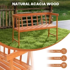 Costway Patio Acacia Wood Bench 2-Person Slatted Seat Backrest 800 Lbs Natural Outdoor -Costway GUEST 87106a5b 8ae1 48ed 84d0 1a1dadbe1106